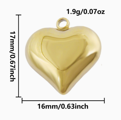 Heart Shape Pendant In 304 Stainless Steel With 0.03µm 18K Real Gold PVD Coated Electroplated Finish, 1 PCS Package