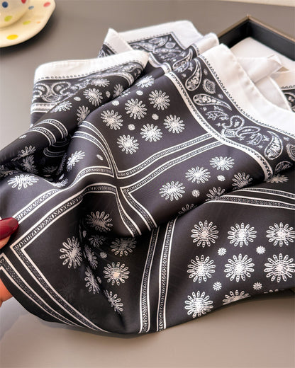 Plaid Polyester Silk Scarf For Women In White, Perfect For Summer Commute