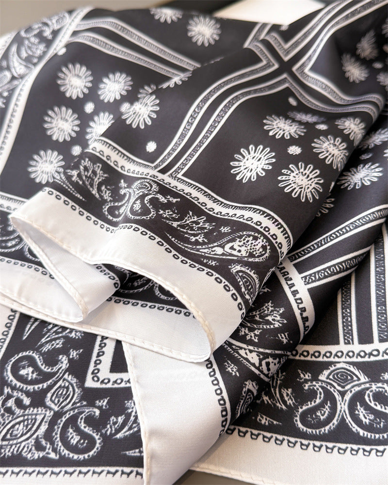 Plaid Polyester Silk Scarf For Women In White, Perfect For Summer Commute