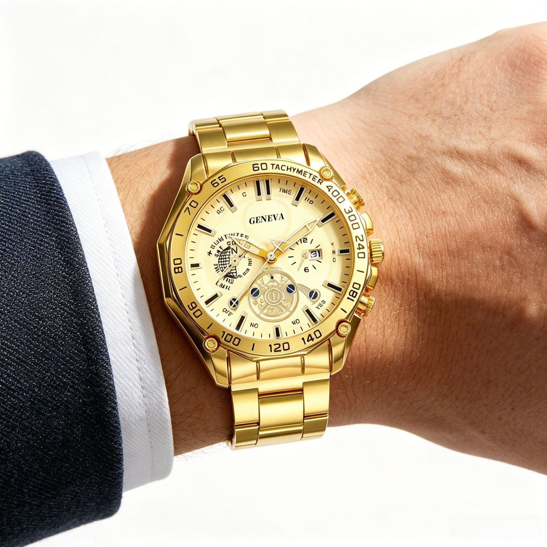 Men's Smartwatch Bundle With Quartz Movement, Round Dial, Alloy Strap, Single Folding Buckle, And Ordinary Glass Mirror