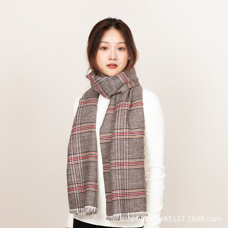 Unisex Plaid Wool Scarf For Winter, Soft And Warm Accessory