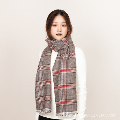 Unisex Plaid Wool Scarf For Winter, Soft And Warm Accessory