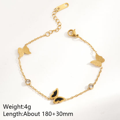 Heart Shape Multi Charms Bracelet Unisex Electroplated 304 Stainless Steel 18K Gold PVD Coated Rhinestones Cable Chain