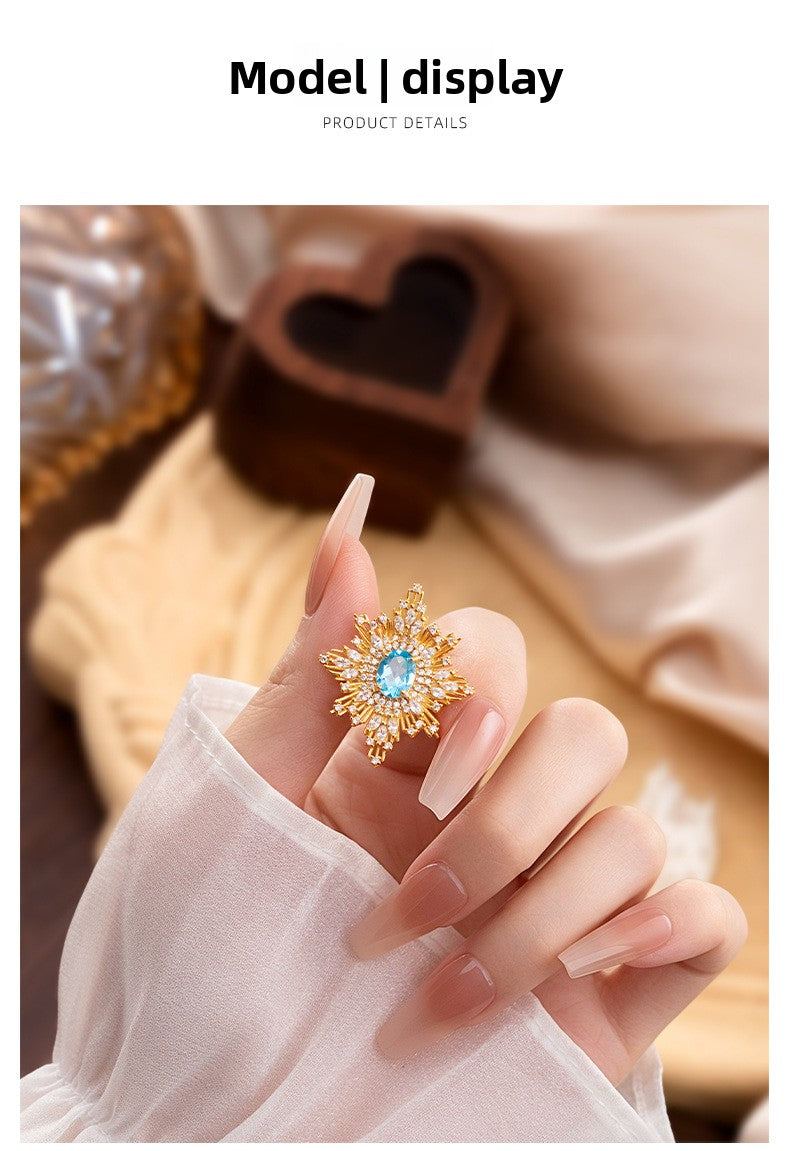 Baroque Style Star Pin For Women In 925 Sterling Silver With August Birthstone Peridot Inlay