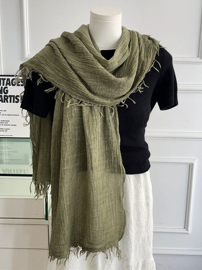 Solid Color White Polyester Scarf For Women, Lightweight Summer Accessory