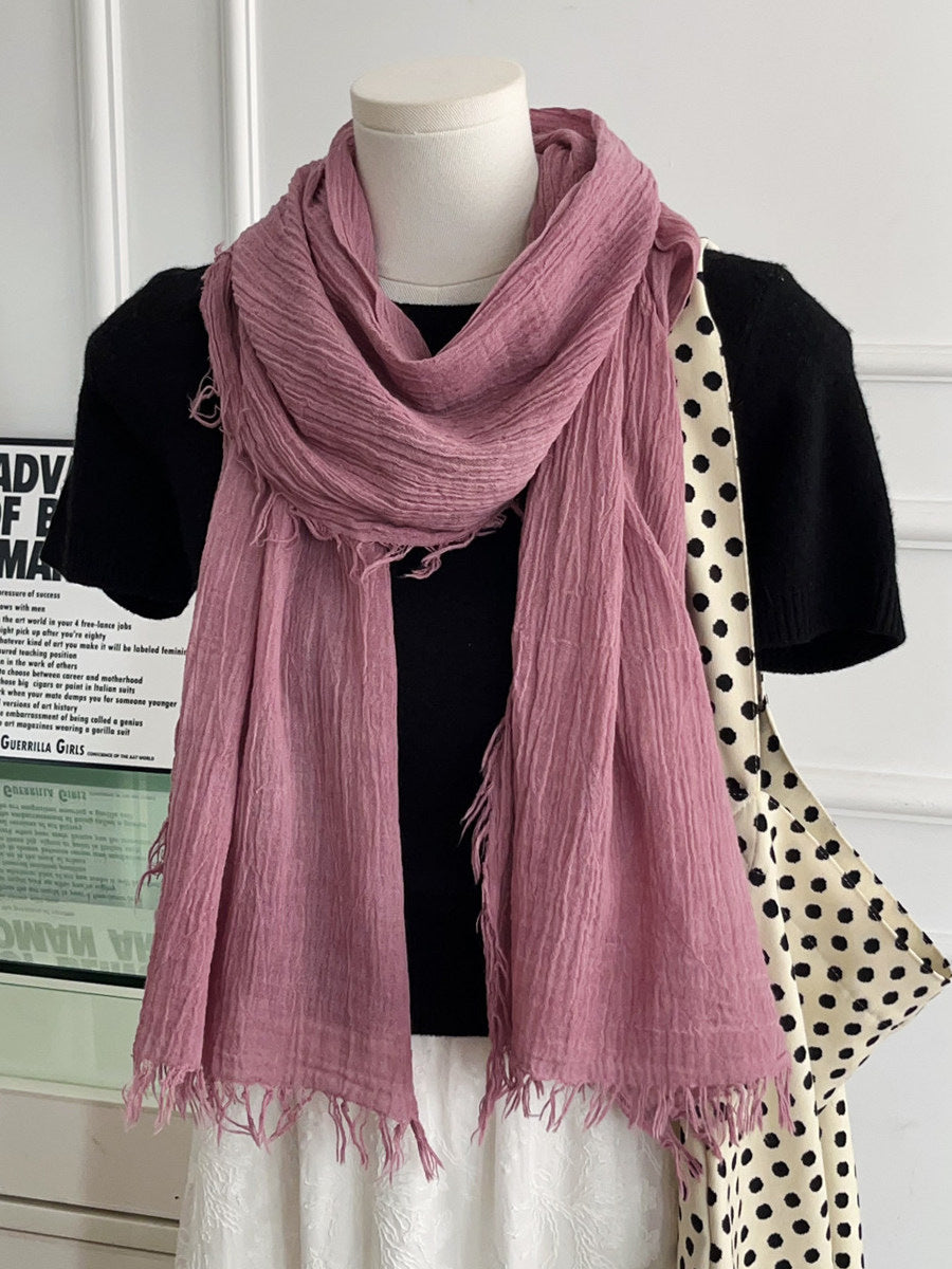 Solid Color White Polyester Scarf For Women, Lightweight Summer Accessory