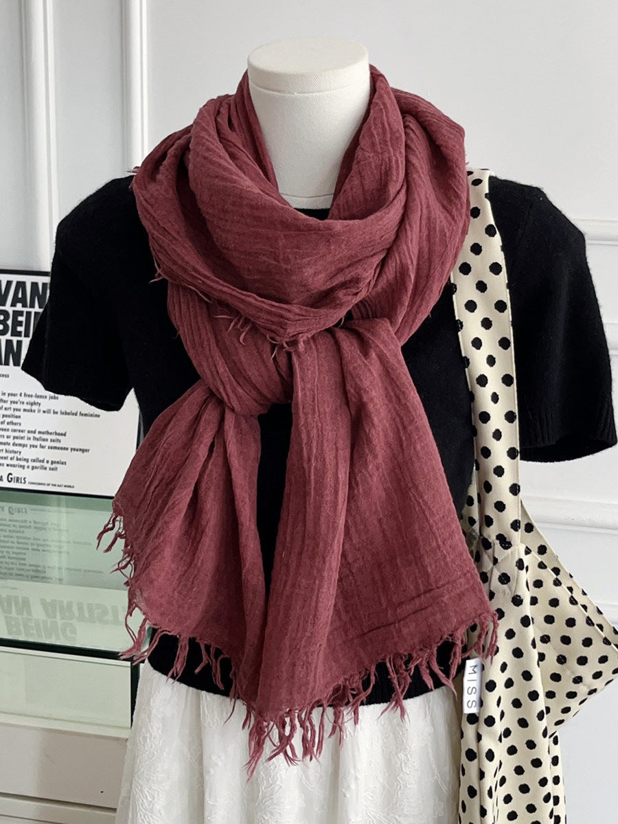 Solid Color White Polyester Scarf For Women, Lightweight Summer Accessory