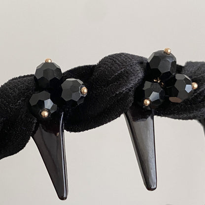 Flowers Jewelry Headband For Women In Velvet With Rhinestones, Summer Commute Style Hair Accessory