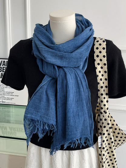 Solid Color White Polyester Scarf For Women, Lightweight Summer Accessory
