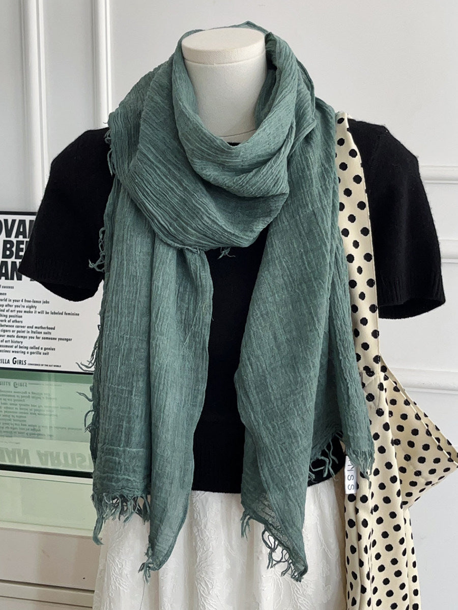 Solid Color White Polyester Scarf For Women, Lightweight Summer Accessory