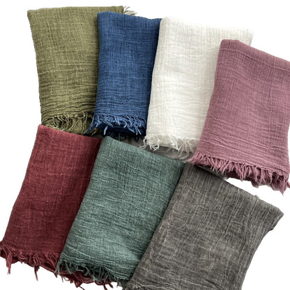 Solid Color White Polyester Scarf For Women, Lightweight Summer Accessory