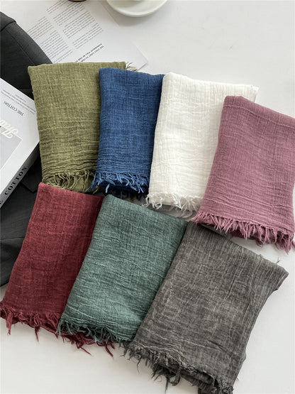 Solid Color White Polyester Scarf For Women, Lightweight Summer Accessory