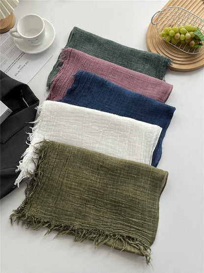 Solid Color White Polyester Scarf For Women, Lightweight Summer Accessory