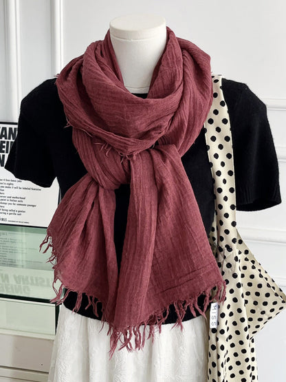 Solid Color White Polyester Scarf For Women, Lightweight Summer Accessory