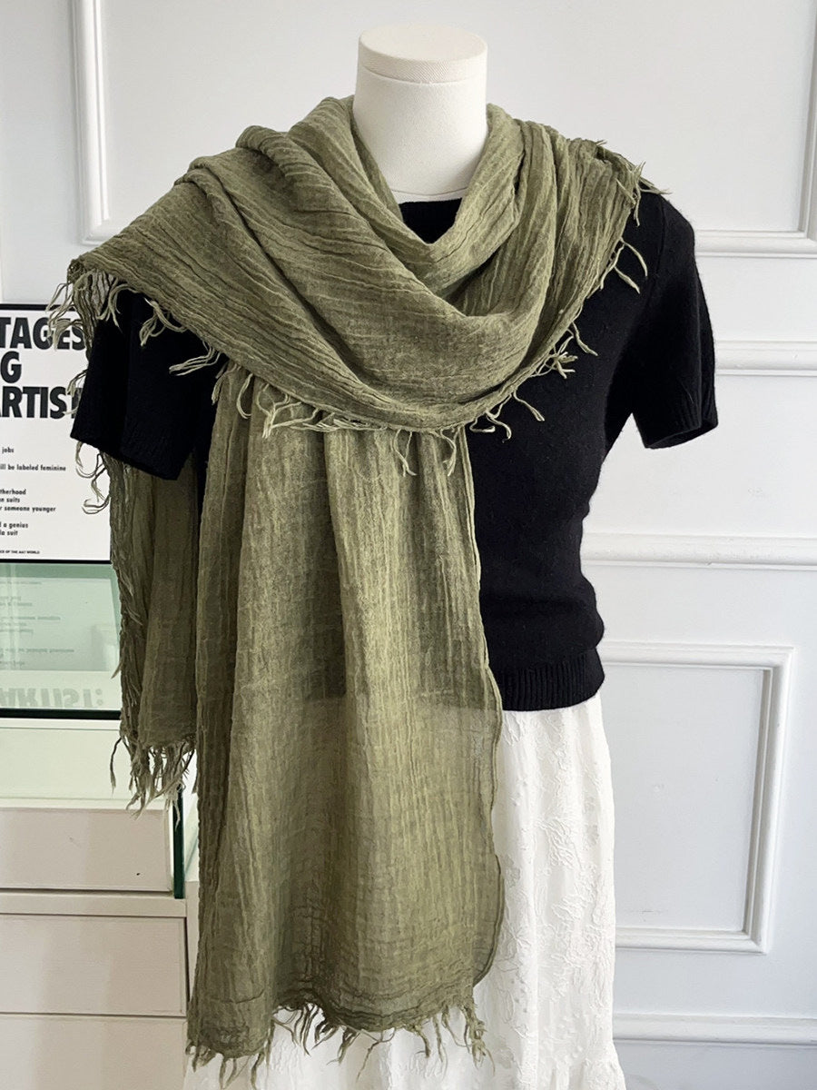 Solid Color White Polyester Scarf For Women, Lightweight Summer Accessory