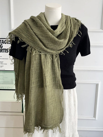 Solid Color White Polyester Scarf For Women, Lightweight Summer Accessory