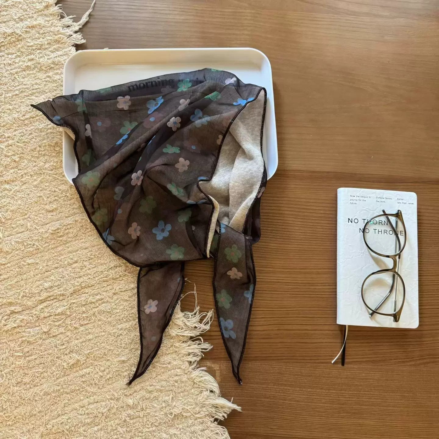 Triangle Scarf Printing Pattern In Brown Rayon, Perfect For Spring & Summer Accessories
