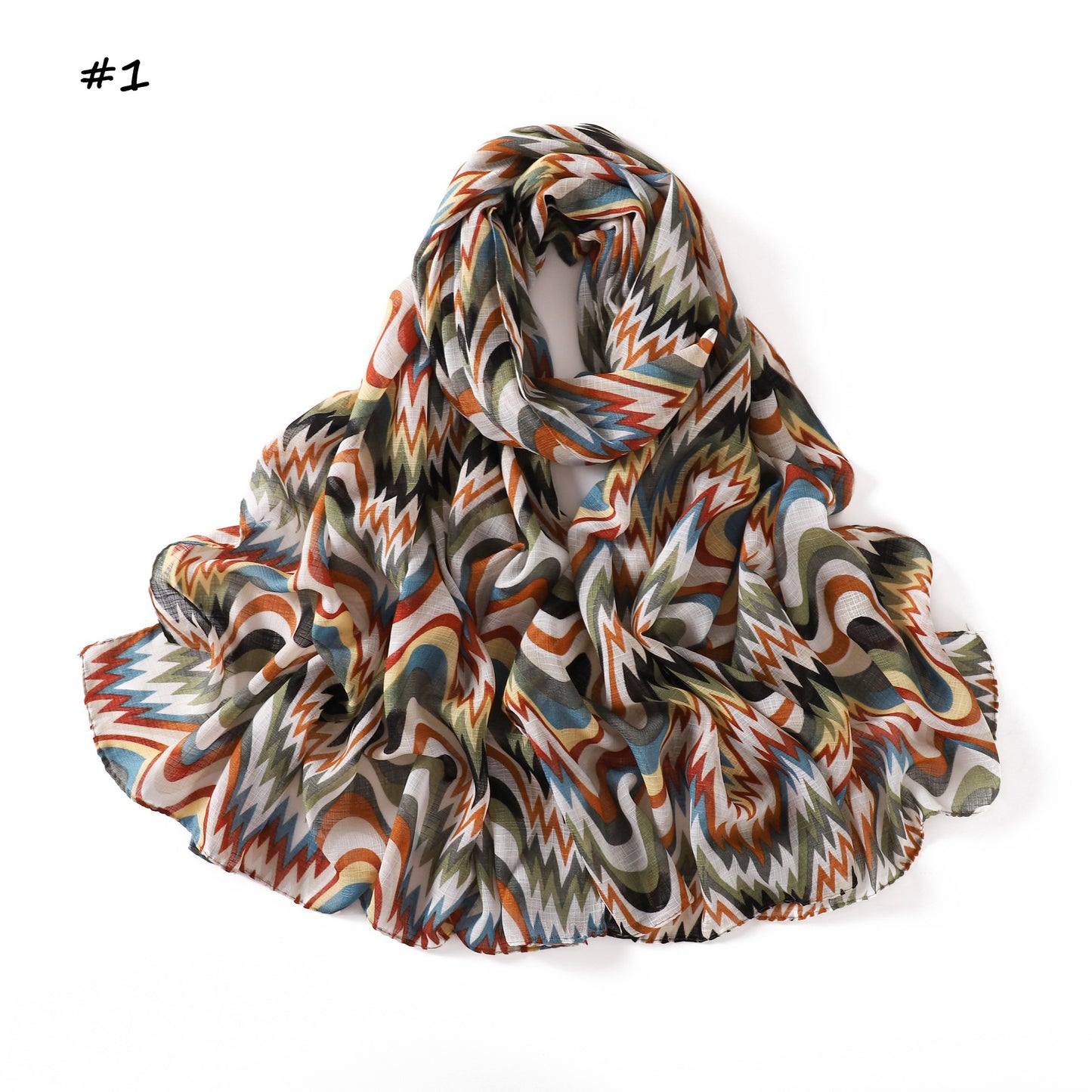 Waves Polyester Shawl Scarf In Ombre, Suitable For All Seasons