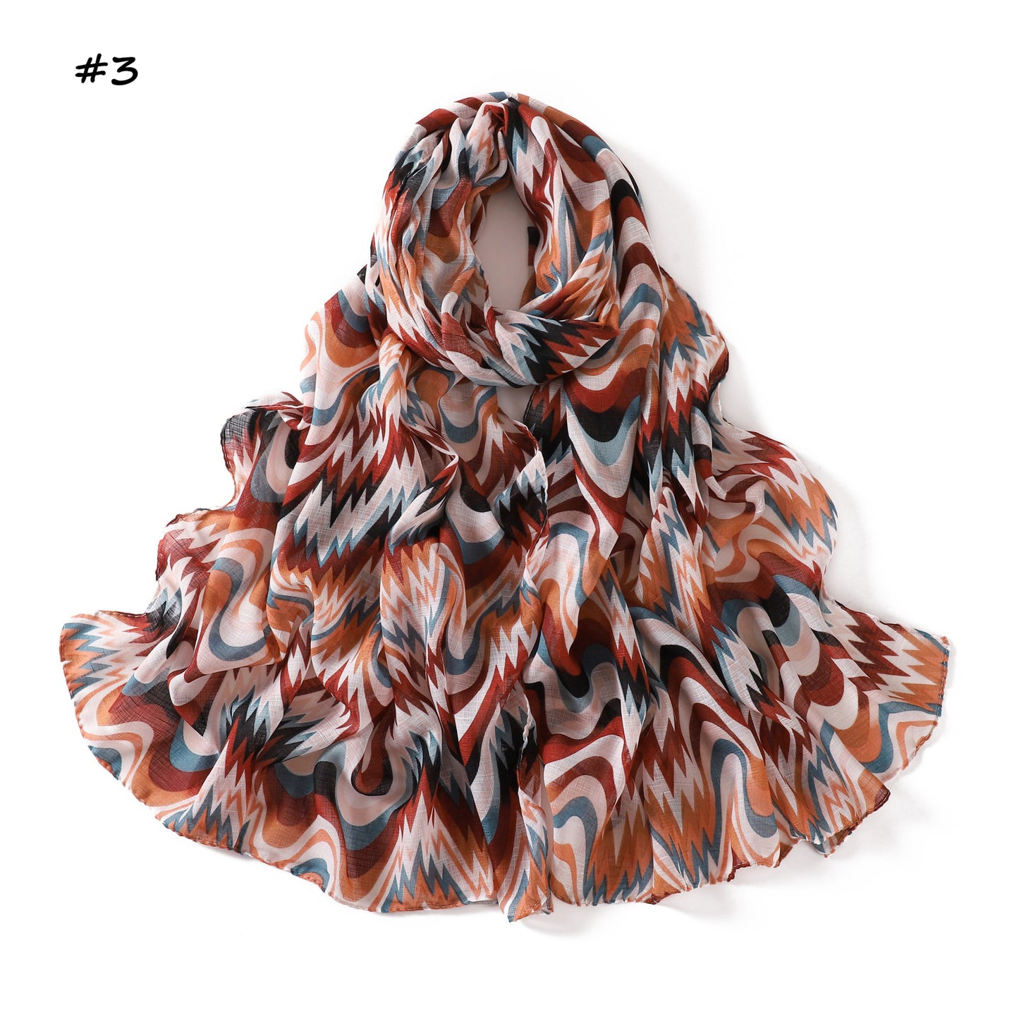 Waves Polyester Shawl Scarf In Ombre, Suitable For All Seasons