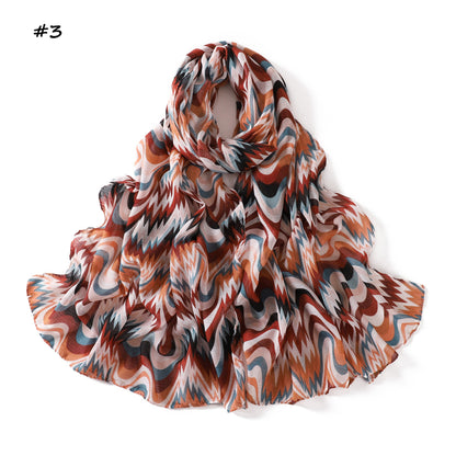 Waves Polyester Shawl Scarf In Ombre, Suitable For All Seasons