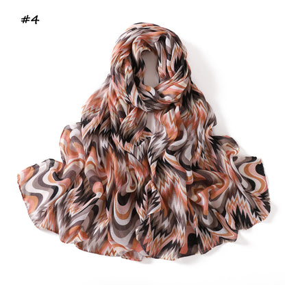 Waves Polyester Shawl Scarf In Ombre, Suitable For All Seasons