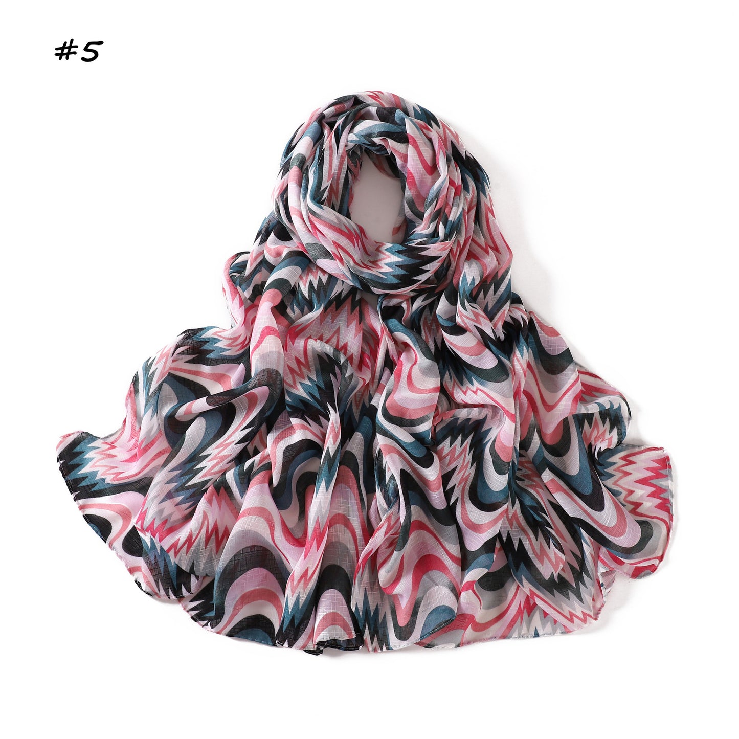 Waves Polyester Shawl Scarf In Ombre, Suitable For All Seasons