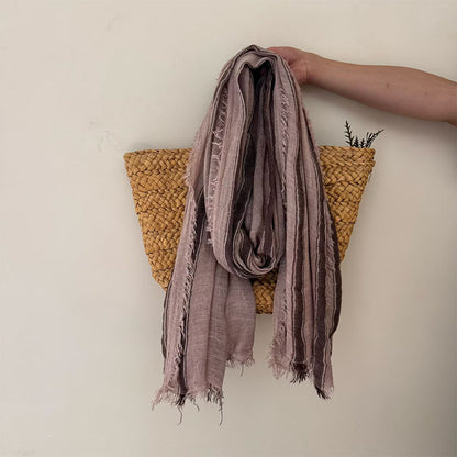 Stripe Simple Style Polyester Scarf For Women In Beige, Ideal For Autumn Wear