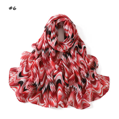 Waves Polyester Shawl Scarf In Ombre, Suitable For All Seasons
