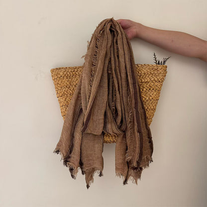 Stripe Simple Style Polyester Scarf For Women In Beige, Ideal For Autumn Wear
