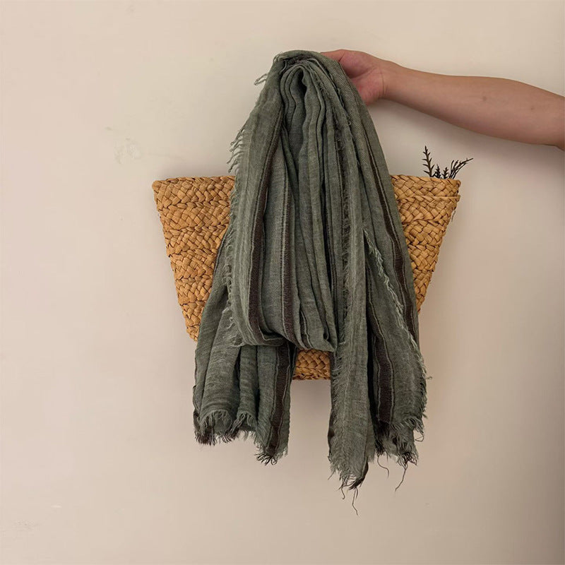 Stripe Simple Style Polyester Scarf For Women In Beige, Ideal For Autumn Wear