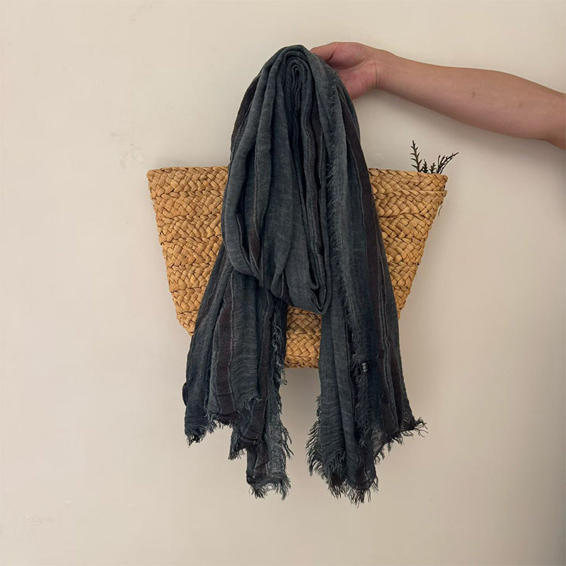 Stripe Simple Style Polyester Scarf For Women In Beige, Ideal For Autumn Wear