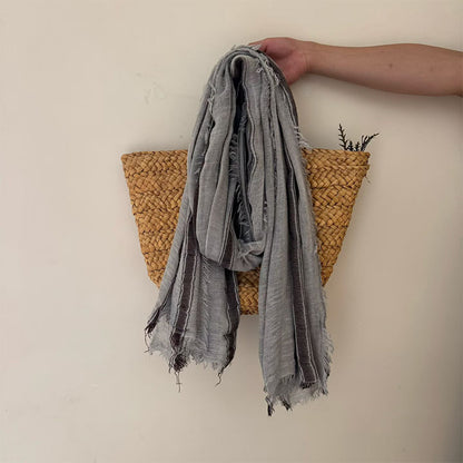 Stripe Simple Style Polyester Scarf For Women In Beige, Ideal For Autumn Wear