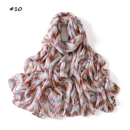 Waves Polyester Shawl Scarf In Ombre, Suitable For All Seasons