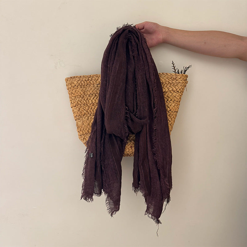 Stripe Simple Style Polyester Scarf For Women In Beige, Ideal For Autumn Wear