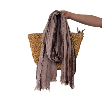 Stripe Simple Style Polyester Scarf For Women In Beige, Ideal For Autumn Wear