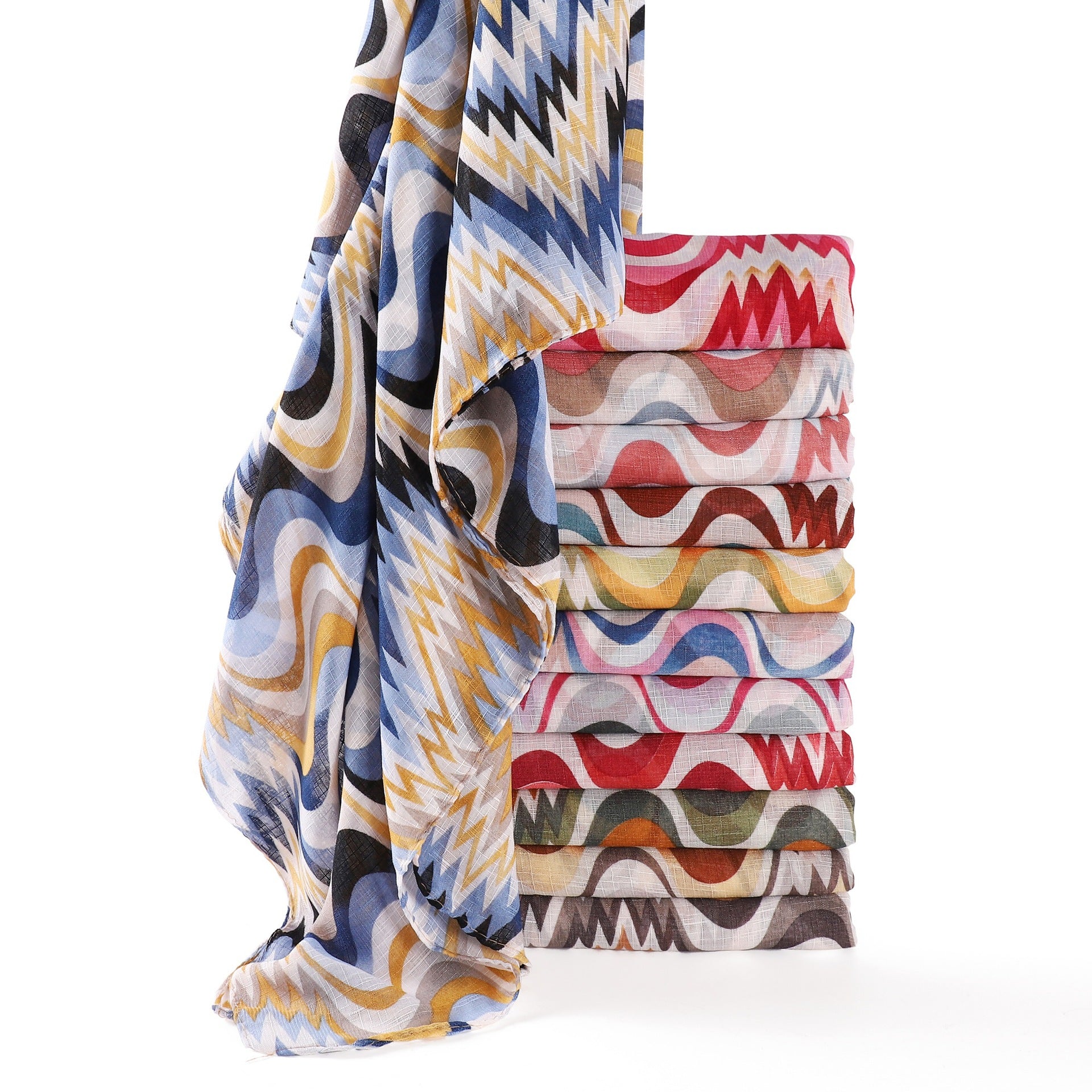 Waves Polyester Shawl Scarf In Ombre, Suitable For All Seasons