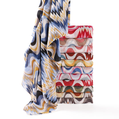 Waves Polyester Shawl Scarf In Ombre, Suitable For All Seasons