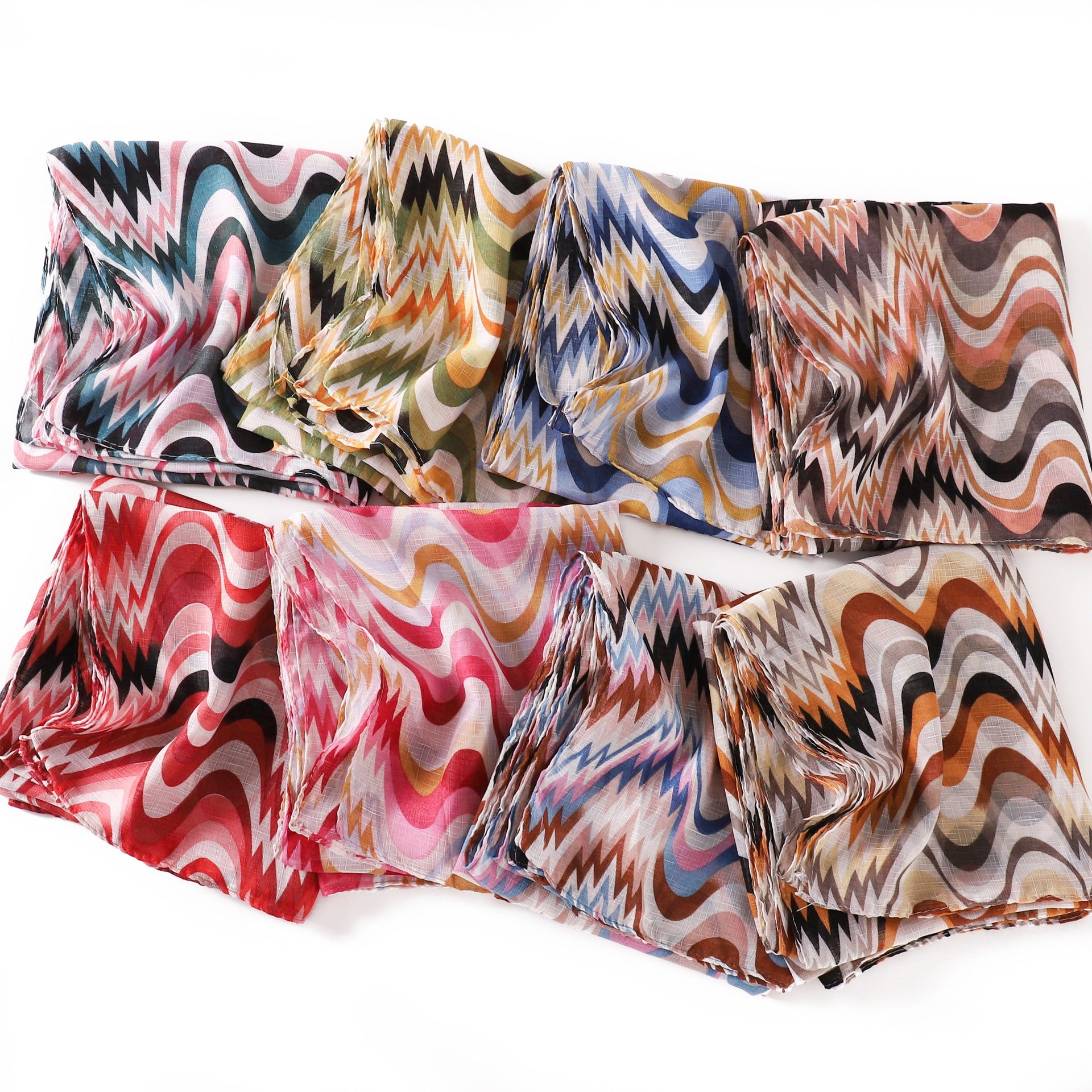 Waves Polyester Shawl Scarf In Ombre, Suitable For All Seasons