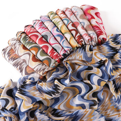 Waves Polyester Shawl Scarf In Ombre, Suitable For All Seasons