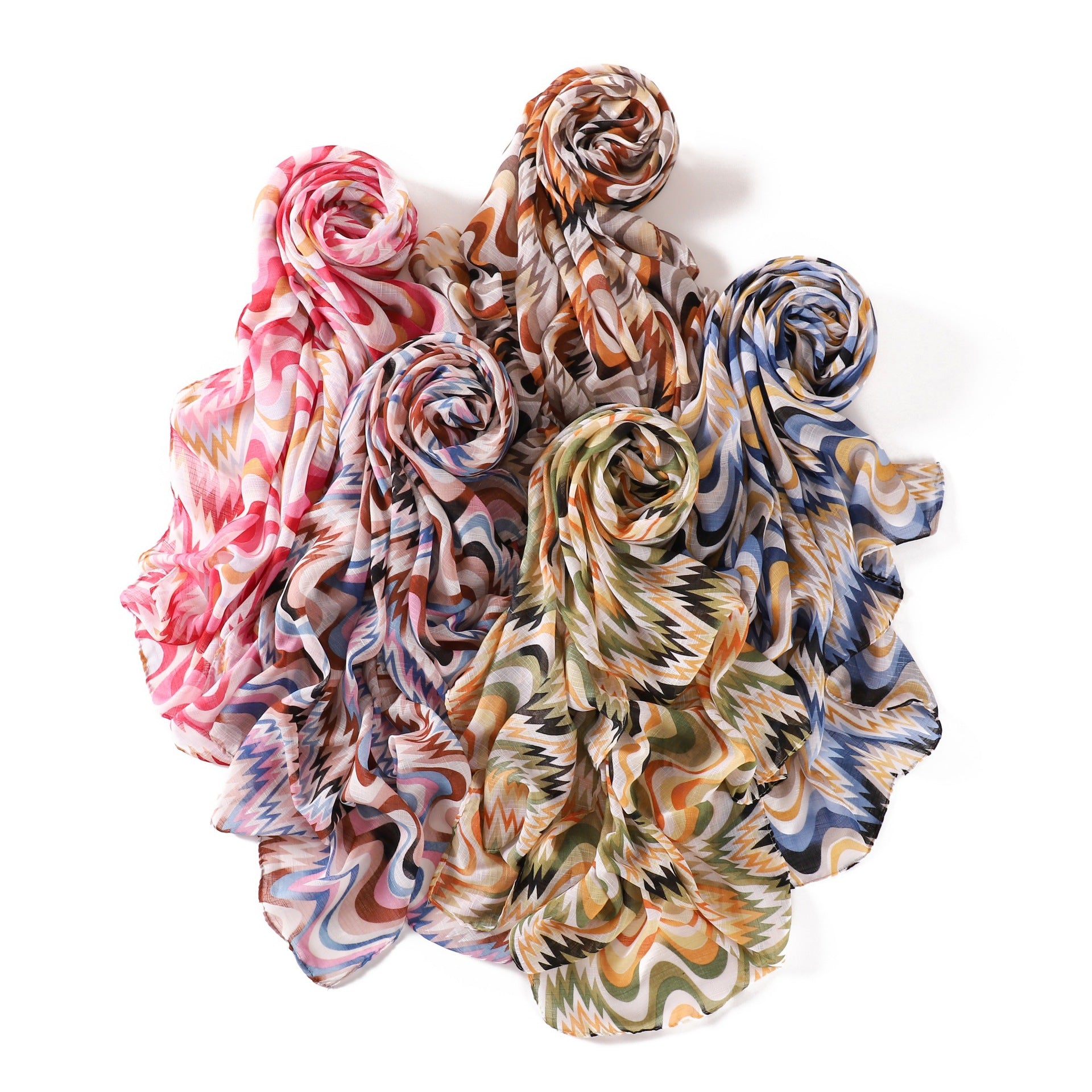 Waves Polyester Shawl Scarf In Ombre, Suitable For All Seasons
