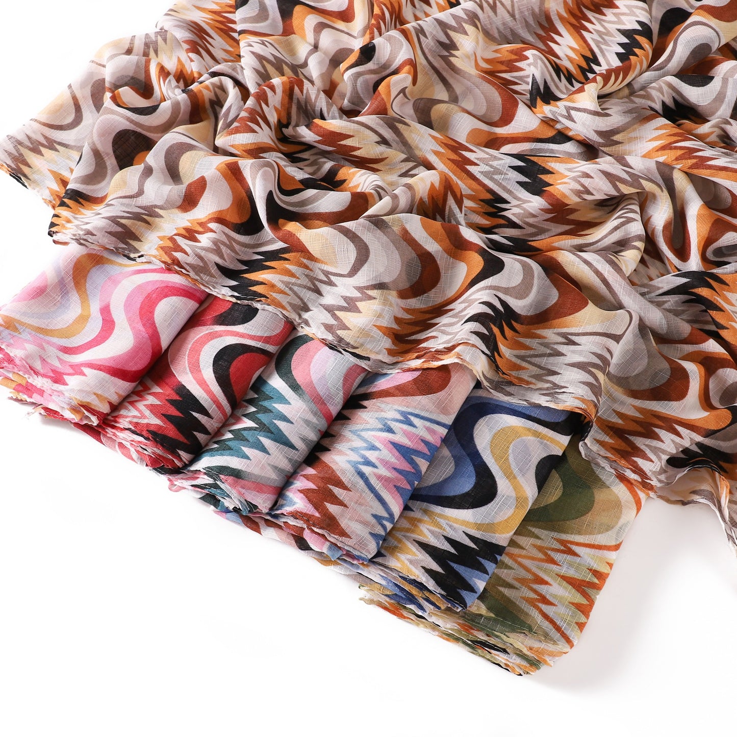 Waves Polyester Shawl Scarf In Ombre, Suitable For All Seasons