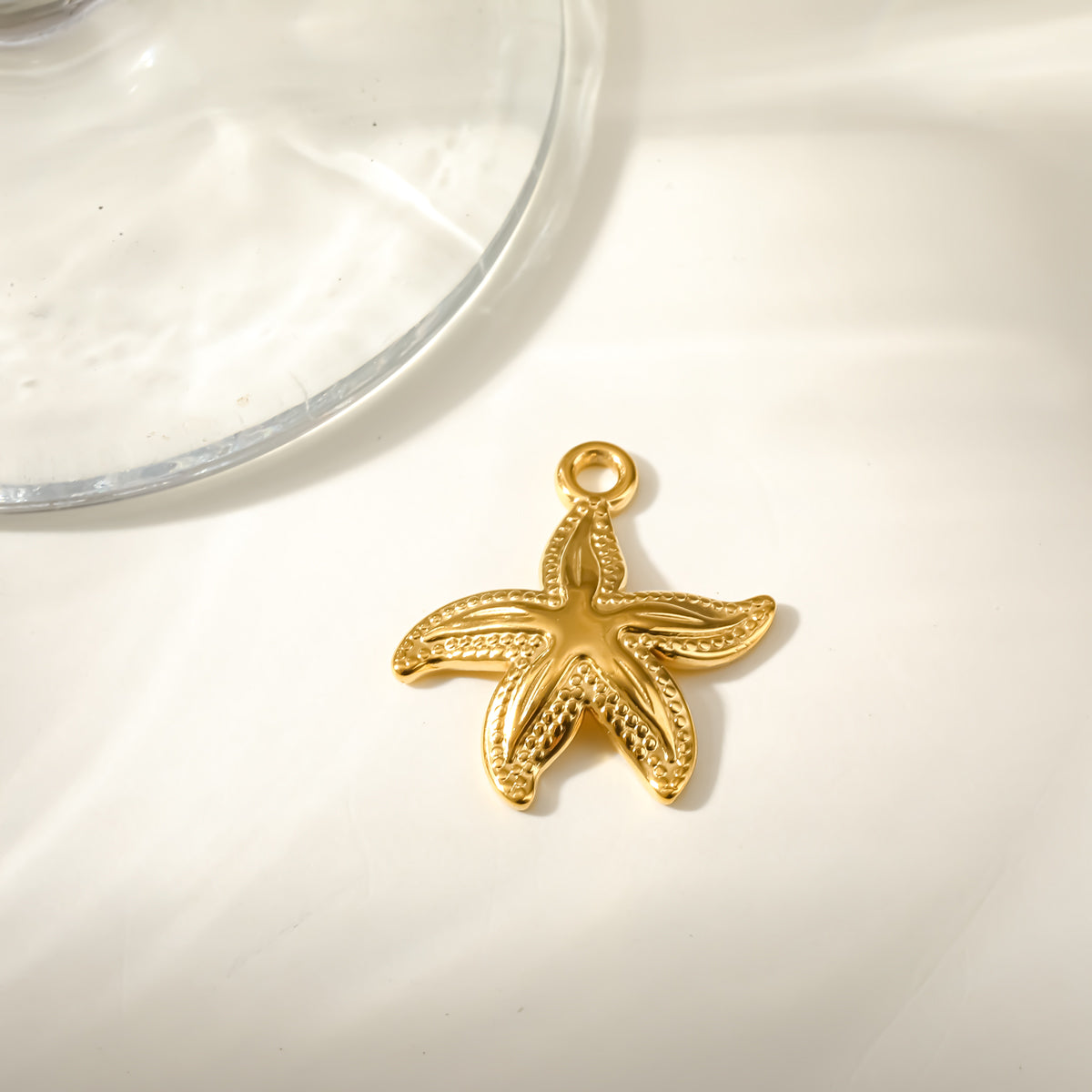 Starfish Pendant In 304 Stainless Steel With 18K Real Gold Plated PVD Coating 0.03µm Thickness Featuring Enamel Finish, 1 PCS Package
