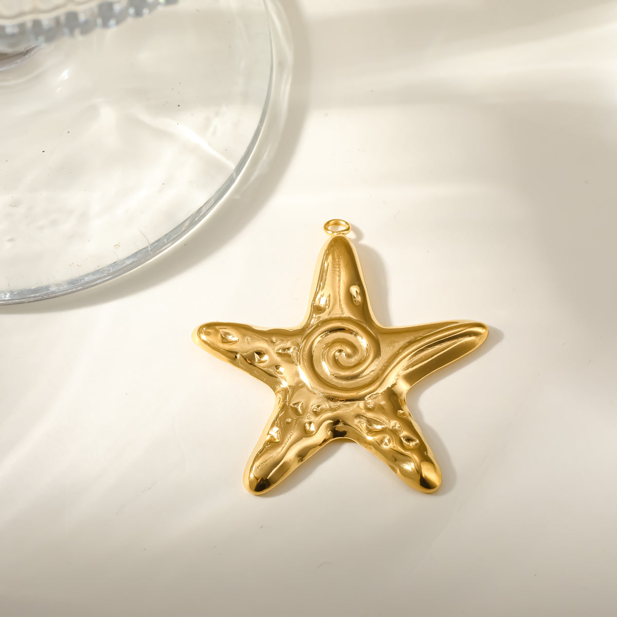 Starfish Pendant In 304 Stainless Steel With 18K Real Gold Plated PVD Coating 0.03µm Thickness Featuring Enamel Finish, 1 PCS Package