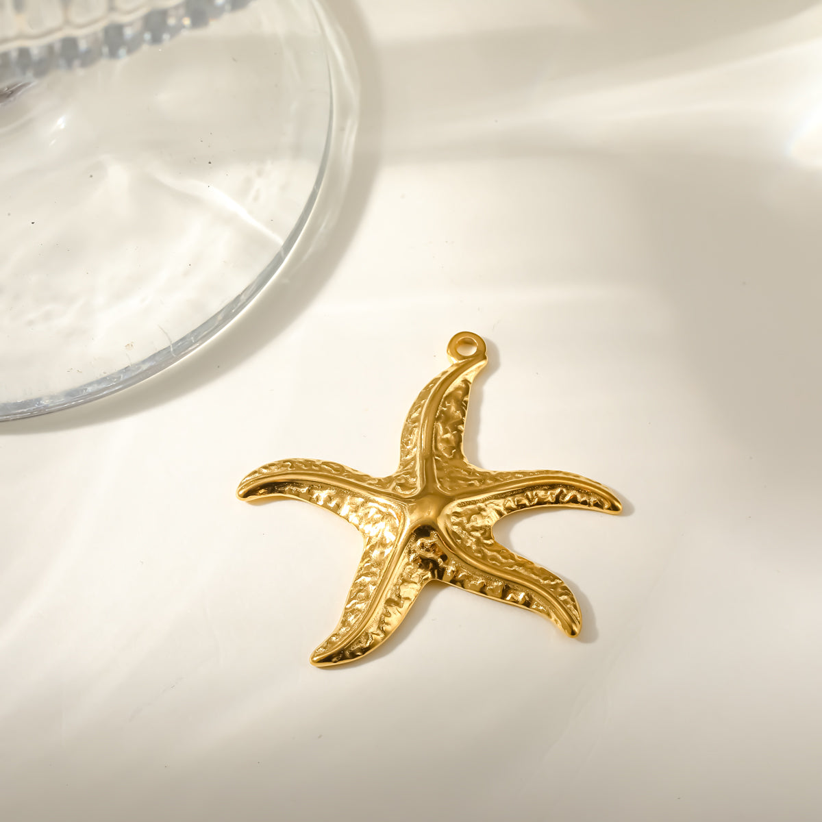 Starfish Pendant In 304 Stainless Steel With 18K Real Gold Plated PVD Coating 0.03µm Thickness Featuring Enamel Finish, 1 PCS Package