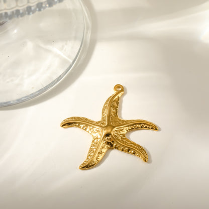 Starfish Pendant In 304 Stainless Steel With 18K Real Gold Plated PVD Coating 0.03µm Thickness Featuring Enamel Finish, 1 PCS Package