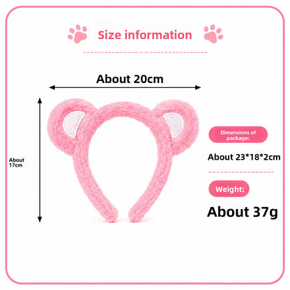 Little Bear Cartoon Style Spa Headband Made Of Cloth, Unisex, Natural Pink, 1 Set