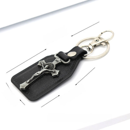 Trillion-cut Electroplated Blue Key Chain In Alloy Material With Retro Style, Featuring PU Inlay