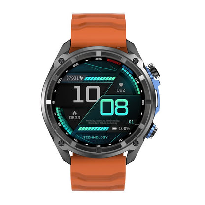 Men's Smart Watch With Round Dial, Silica Gel Strap In Dyed Black, Tempered Glass Mirror, Featuring Bluetooth Calling