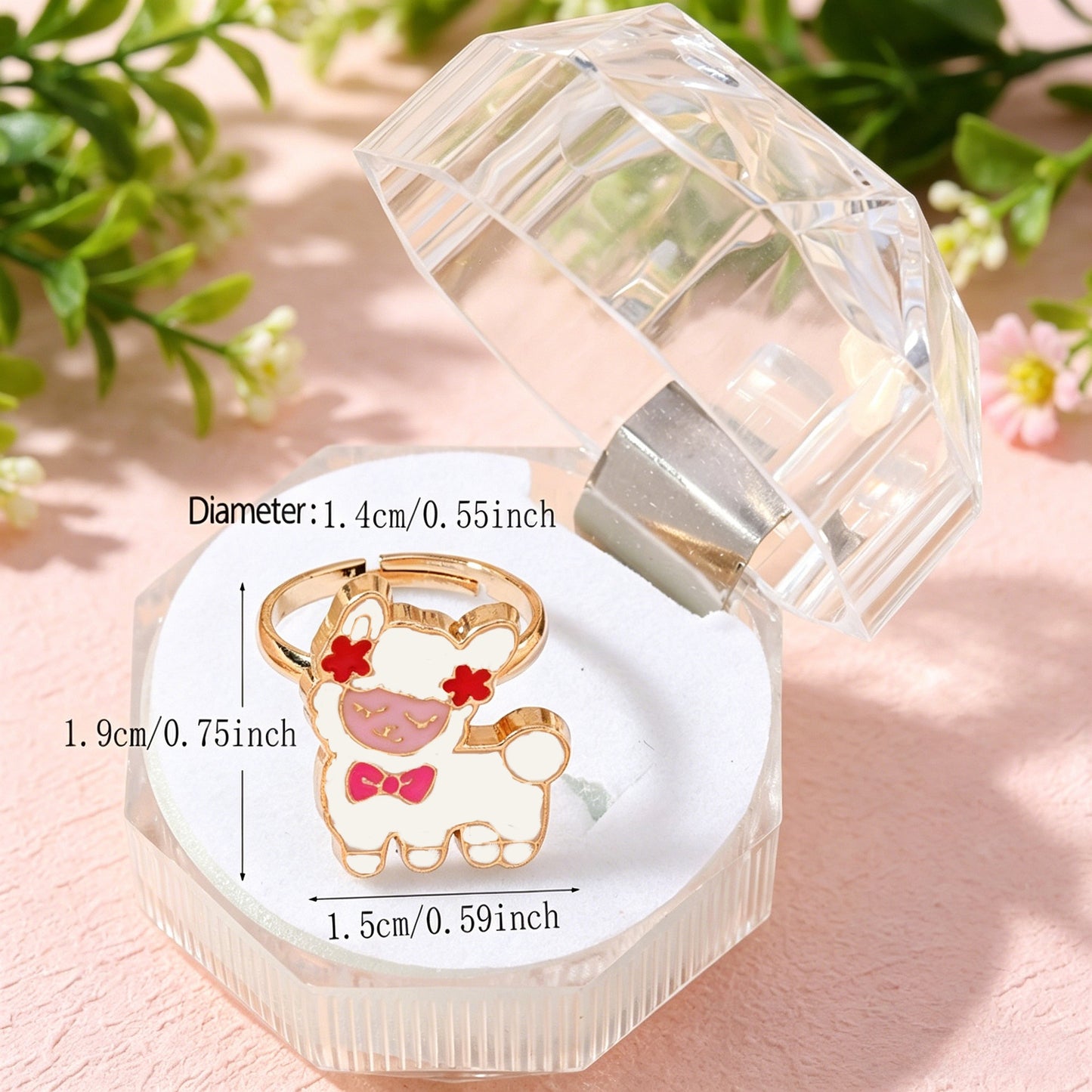 Sweet Sheep Open Ring For Kids In Gold Alloy With Electroplated Finish