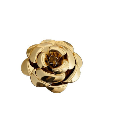 Flowers Pin Made Of Iron Featuring Electroplated Craftsmanship In Elegant Gold Finish